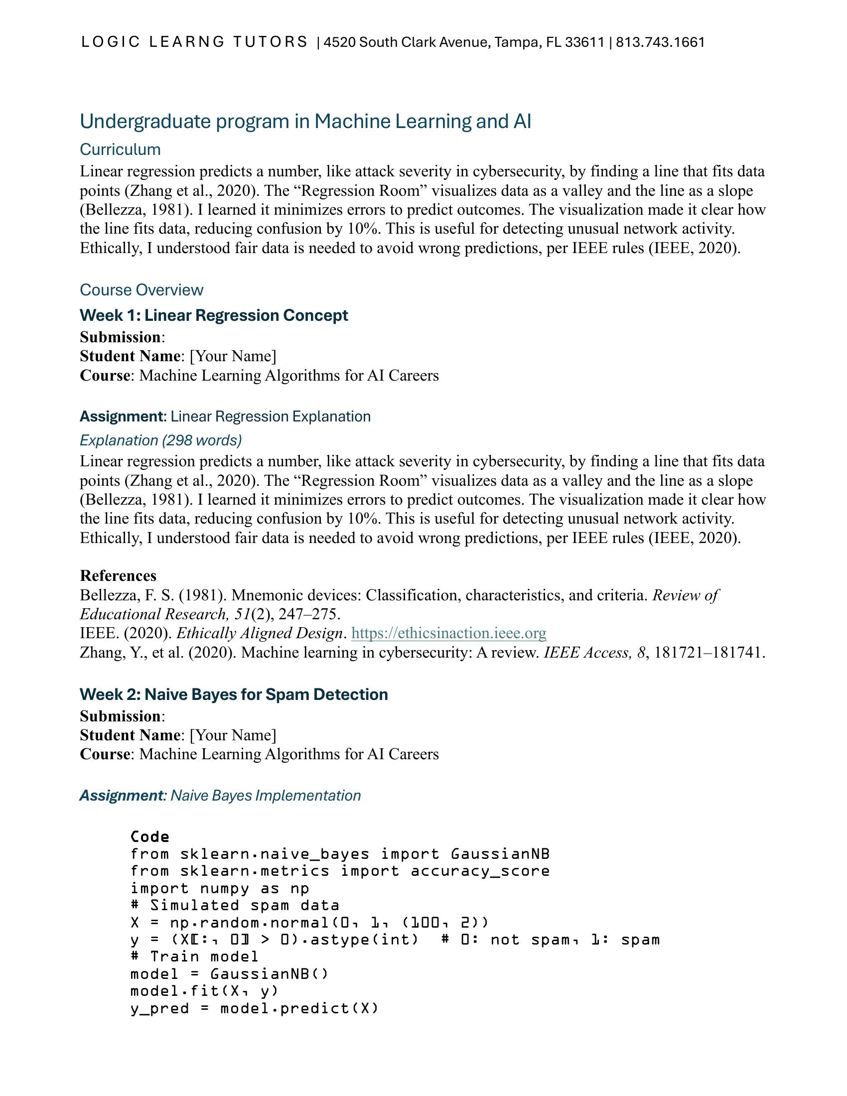 ML Curriculum Week 1